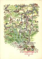 4 db MODERN használatlan motívumlap; Erzgebirge térkép / 4 modern unused motive cards; Erzgebirge ma...