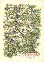 4 db MODERN használatlan motívumlap; Erzgebirge térkép / 4 modern unused motive cards; Erzgebirge ma...