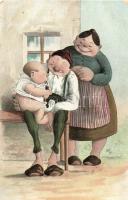 Married couple, Pipe smoking baby, humour s: Huber (EK)