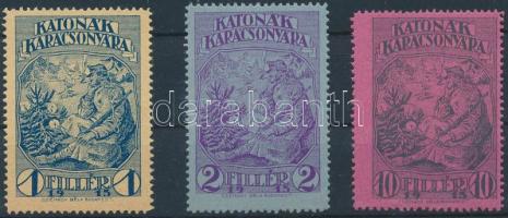 1915 Katonák Karácsonya 3 db levélzáró