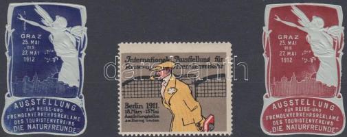 1911-1912 Idegenforgalmi propaganda Berlin és Graz 3 db levélzáró, közte 2 db dombornyomásos