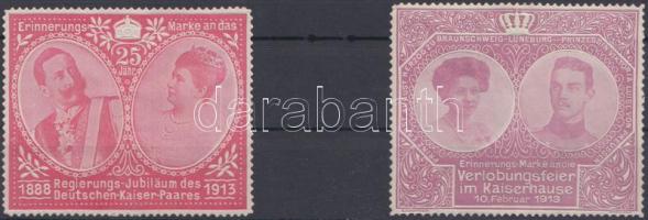 1913 A német császári pár 25 éves jubileuma, Viktória hercegnő és August herceg eljegyzése 2 db levélzáró