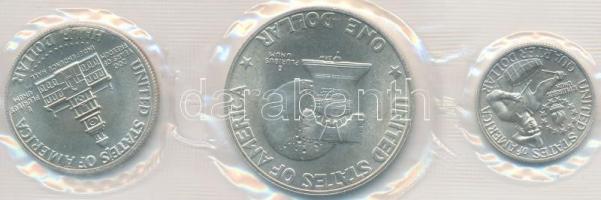 Amerikai Egyesült Államok 1976S "Bicentennial" 1/4$ Ag + 1$ Ag + 1/2$ Ag szettben T:1 tanú...