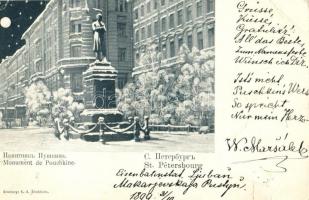 1899 Saint Petersbourg, Monument de Pouchkine, winter (EB)