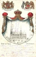 Vaals, Parochiekerk / church, coat of arms of Nederland and Mecklenburg, golden decoration (Rb)