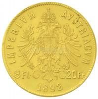 Ausztria 1892. 8Fl Au "Ferenc József" utánveret (6.47g/0.900) T:1-
Austria 1892. 8 Florin ...