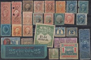 109 db régi USA okmánybélyeg sok jobbal 5 berakólapon