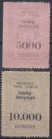 1923 Miskolc városi ínségbélyeg 5000K, 10000K