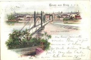 Praha, Prag; Kaiser Franz Josef-Brücke / bridge, artist signed (EK)