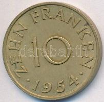 NSZK/Szárvidék 1954. 10Fr Al-Br T:2 FRG/Saarland 1954. 10 Franken Al-Br C:XF