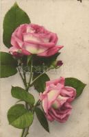 22 db RÉGI főleg használatlan motívumlap pár lithoval; virág / 22 old mostly unused motive cards wit...