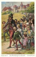 Brothers Grimm's The Pied Piper of Hamelin s: O. Herrfurth - 4 old postcards
