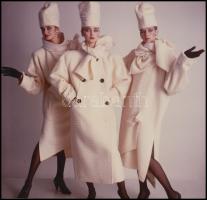 Slava Zajcev(1938-) divattervező által tervezett ruhák fotói és aláírása, 4 db fotó, 13x13 és 18x12 ...