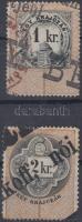 1880 Okmánybélyeg hírdetvényen 1kr, 2kr