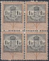 1881 Hírdetvénybélyeg 1kr négyestömb