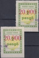 1946 Szeged városi illetékbélyeg 2 db 20.000/2P