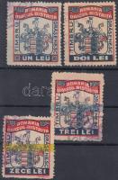 1920 Beszterce, Hont városi illetékbélyeg 1, 2, 3, 10Lei