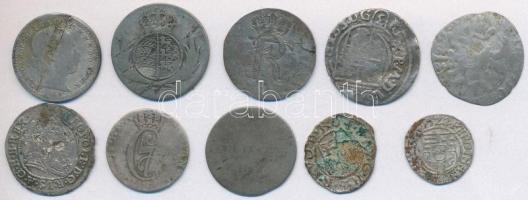 Vegyes: 10db-os külföldi és magyar vegyes ezüstpénz tétel, közte 1528K-B Denár Ag "I. Ferdinánd...