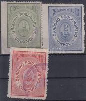 1925 Vinkovce, Szerém  városi illetékbélyeg 1, 2, 5Dinar