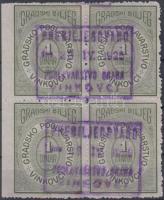 1925 Vinkovce, Szerém  városi illetékbélyeg 1Dinar négyestömbben