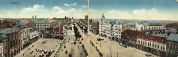 Debrecen, Schon Sándor üzlete, Bika szálló, Thaisz Arthur üzlete, panoramacard (r)