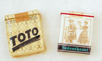 Magyar cigaretta, bontatlan, 2 doboz: Szövetkezet, Toto (szakadt a nylon borítás)