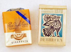 Magyar cigaretta, bontatlan, 2 doboz: Debrecen, IV. Nemzetközi Kórusverseny 1970, Pécsi Ipari Vásár (Nyitott, de hiánytalan doboz)
