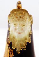 Kobalt kék kiöntő, matricás, jelzés nélkül, hibátlan, kopott, m:15,5 cm