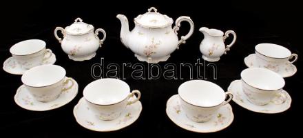 Zsolnay virágmintás teás készlet, matricás, hibátlan, jelzett