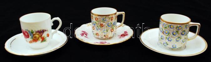 3 db Bavaria mokkás csésze + különböző aljak, jelzettek, hibátlanok