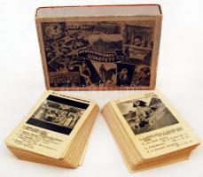 cca 1930-1940 Művészettörténeti quartett, 64 lapos kártyajáték, saját, kissé kopott dobozában