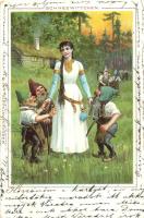 1899 Schneewittchen, Märchenpostkarte No. 19 / Snow White, litho