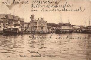 Randers, Havnepartie ved Toldboden / port, steamship