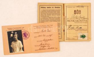 1927 Vegyes okmány tétel, 2db:  Országos Gyermekvédő Liga Személyazonossági igazolvány, Munkakönyv 1947