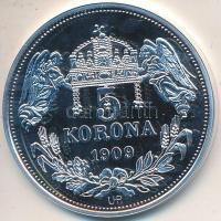 DN "Királyi koronák / 1909. 5K - Ferenc József" Ag emlékérem tanúsítvánnyal (20g/0.999/38,...