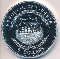 Libéria 2009. 5$ ezüstözött Cu "Nagy Hadvezérek / Árpád fejedelem" T:PP Liberia 2009. 5 Dollars silver plated Cu "The Greatest Warlords of History / Árpád Prince of the Magyars" T:PP