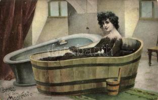 Gruss aus dem Moorbade / mud bath, erotic postcard