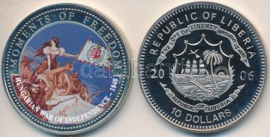 Libéria 2001. 10$ CuNi "Szabadság pillanatai - Magyar Szabadságharc 1848-49." multicolor + 2006. 10$ "Szabadság pillanatai - Magyar Forradalom 1956." multicolor T:PP Liberia 2001. 10 Dollars CuNi "Moments of Freedom - Hungarian War of Independence 1848-49" multicolor + 2006. 10 Dollars "Moments of Freedom - Hungarian Revolution 1956." multicolor C:PP