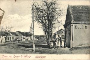 Nagyszered, Nagyszredistye; Fő utca, Holub M. üzlete / main street, shop (Rb)