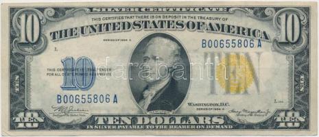 Amerikai Egyesült Államok 1934A 10$ T:III USA 1934A 10 Dollars "Silver Certificate - Small size" C:F Krause 415.a