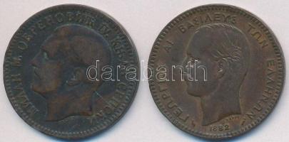Vegyes: Szerbia 1879. 10p Br "I. Milán" + Görögország 1882. 10l Cu "I. György" T...