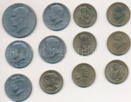 Amerikai Egyesült Államok 1976-1996. 1/2$ "Kennedy" (4x) + 1976. 1$ "Eisenhower"...