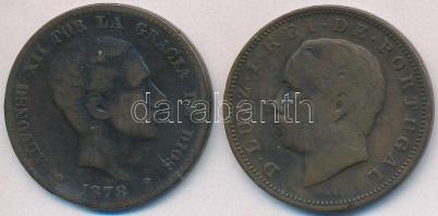 Vegyes: Spanyolország 1878. 10c Br "XII. Alfonz" + Portugália 1882. 20R Br "I. Lajos&...