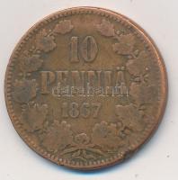 Finnország 1867. 10p Cu T:2-,3 Finland 1867. 10 Pennia Cu C:VF,F Krause KM#5.1