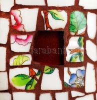 S.J. jelzésű mozaikos iparművész váza Herendi Viktória mintás porcelán darabokkal díszítve, hibátlan...