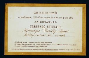 1885 Az udvarnál tartandó estélyre szóló meghívó Pásztélyi János királyi curiai bíró részére