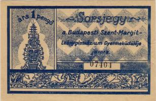 1942. Sorsjegy a Budapesti Szent Margit Leánygimnázium Gyermeküdülője javára / Lotterie