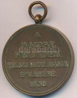 1938. "Felvidéki Emlékérem - II. Rákóczi Ferenc" Br emlékérem mellszalag nélkül T:2
Hungar...