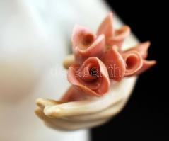 Hollóházi kalapos hölgy, kézzel festett, jelzett, hibátlan, m:41 cm