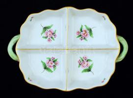 Herendi osztott füles kínáló, kézzel festett, jelzett, hibátlan, 34×23 cm